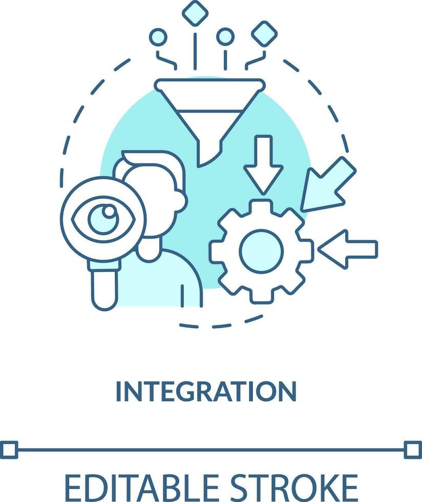 integrazione turchese concetto icona. attività commerciale processi. fornitura catena gestione elemento astratto idea magro linea illustrazione. isolato schema disegno. modificabile ictus vettore