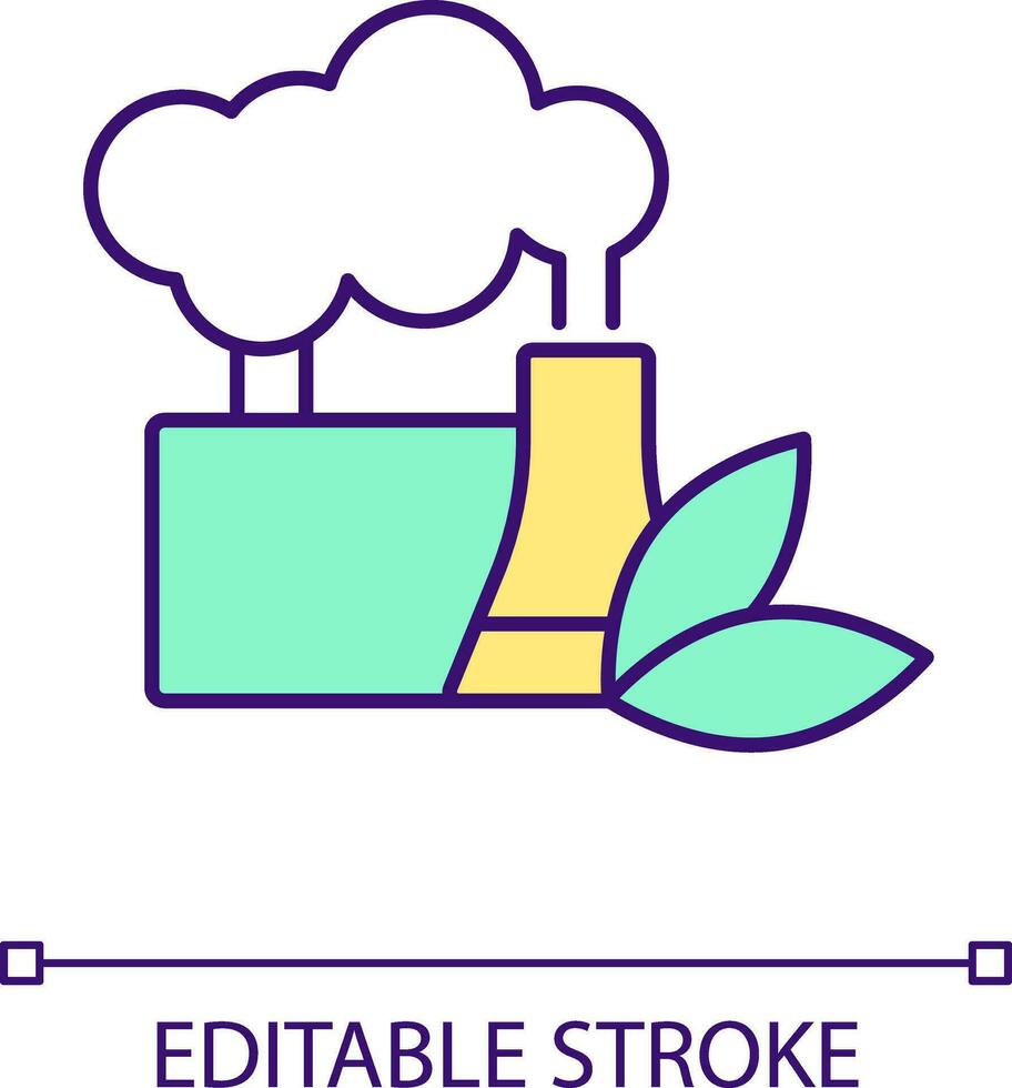 sostenibile industria rgb colore icona. riducendo inquinamenti e pulito produzione. decarbonizzazione. isolato vettore illustrazione. semplice pieno linea disegno. modificabile ictus