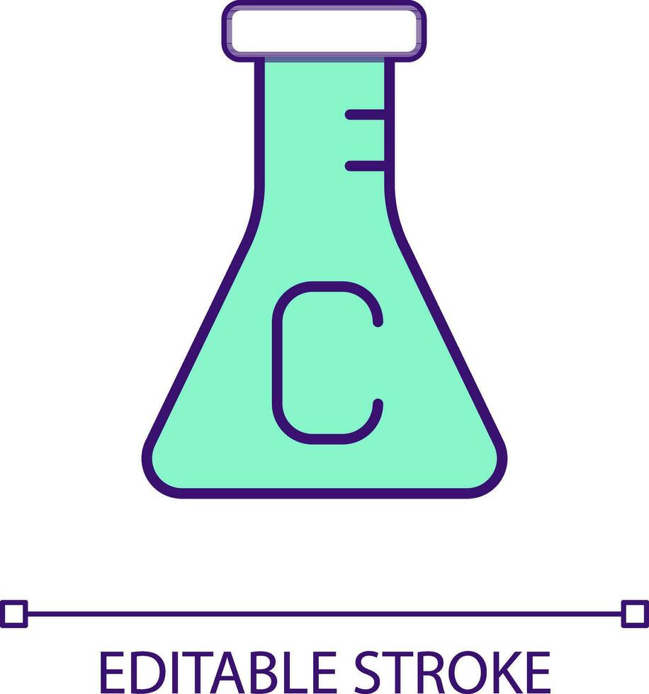 erlenmeyer borraccia con carbonio campione rgb colore icona. chimico prove. tossico Materiale nel laboratorio. isolato vettore illustrazione. semplice pieno linea disegno. modificabile ictus