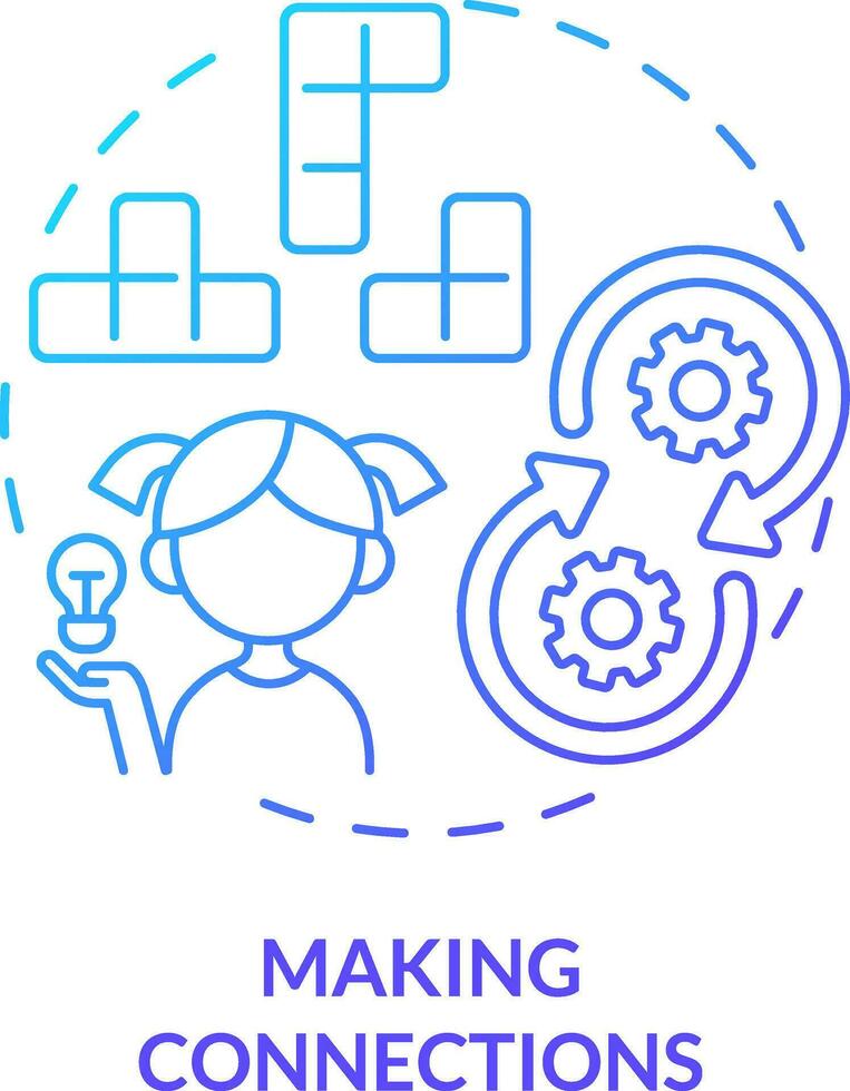 fabbricazione connessioni blu pendenza concetto icona. di base vita abilità per ragazzo astratto idea magro linea illustrazione. soluzione i problemi. flessibile pensiero. isolato schema disegno vettore