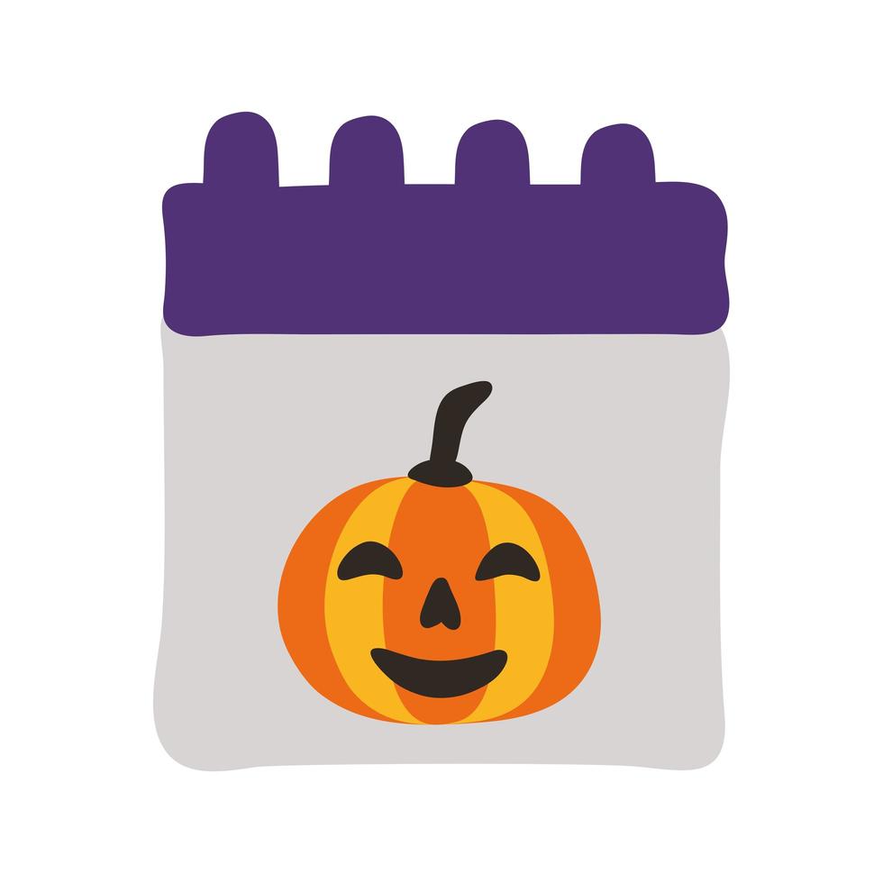 calendario di Halloween con stile piatto faccia di zucca vettore