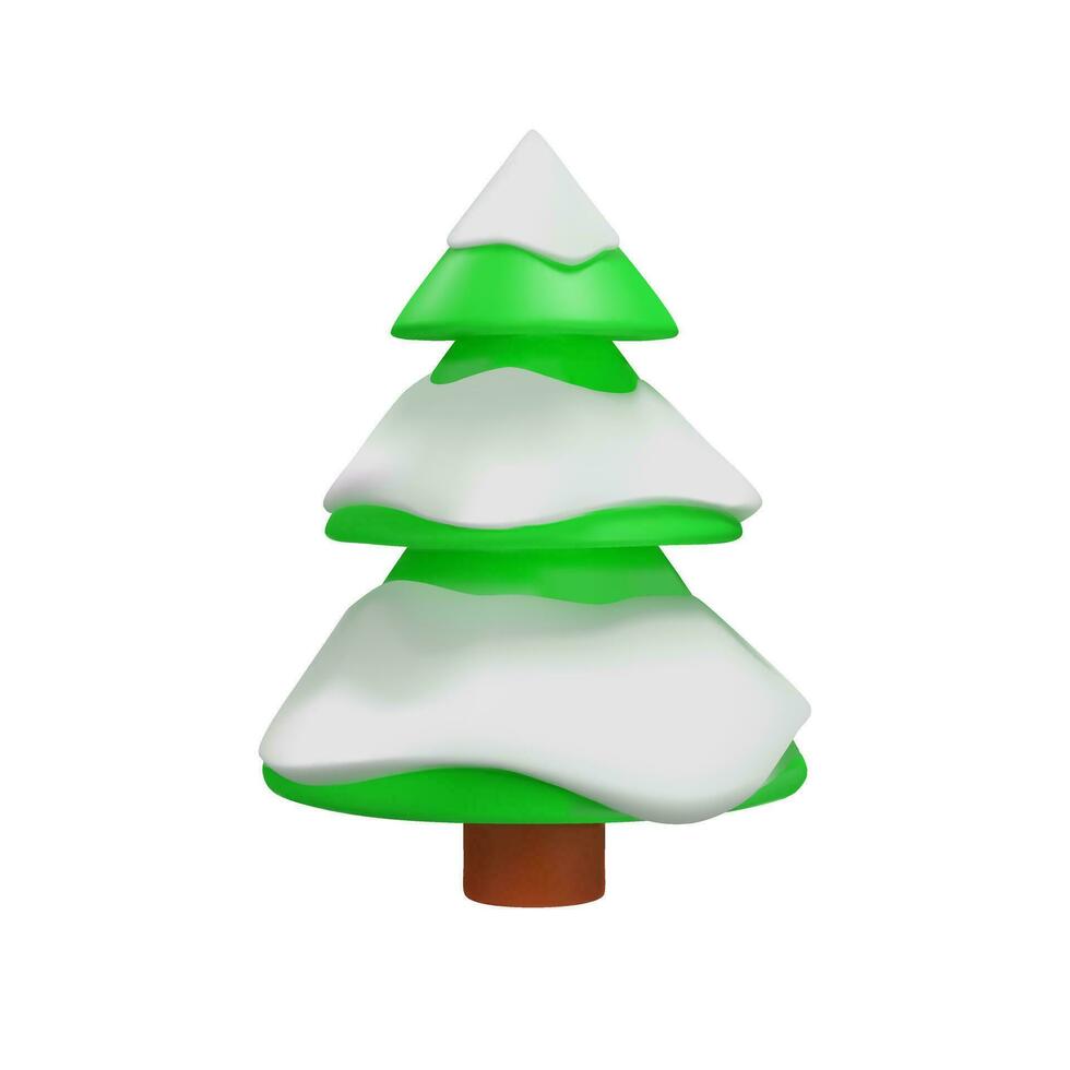 3d rendere illustrazione di Natale alberi nel neve. decorazione elemento per inverno o estate le stagioni. metallo realistico pianta per parco. vettore illustrazione piace decorazione simbolo nel argilla, plastica stile