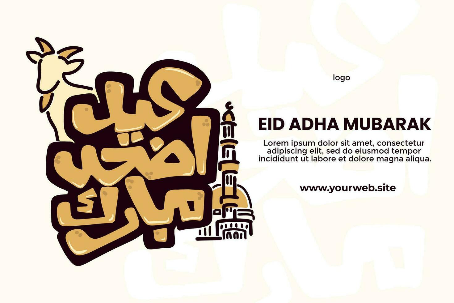 Arabo calligrafia vettore di un eid saluto contento eid al adha eid mubarak bellissimo manifesto