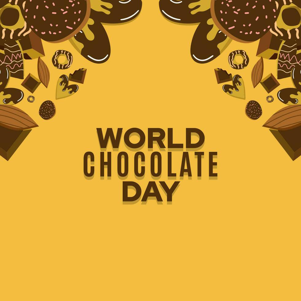 mondo cioccolato giorno, illustrazione design di saluto manifesto o sociale media inviare per mondo cioccolato giorno vettore