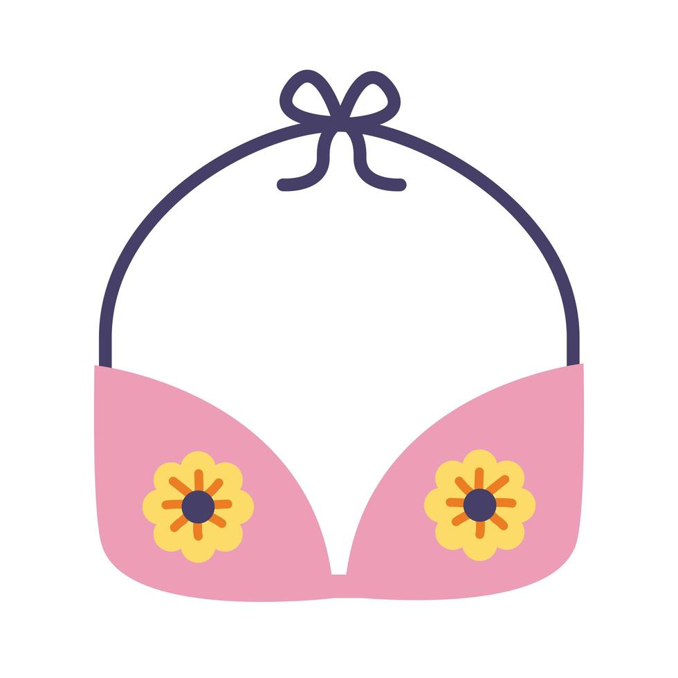 reggiseno femminile con fiori icona di stile piatto femminismo vettore