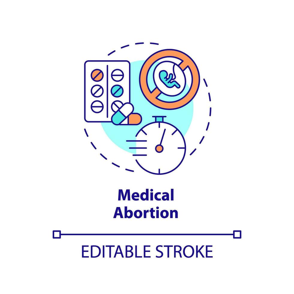 medico aborto concetto icona. Salute servizio. non invasivo. indesiderato gravidanza. riproduttore giustizia astratto idea magro linea illustrazione. isolato schema disegno. modificabile ictus vettore