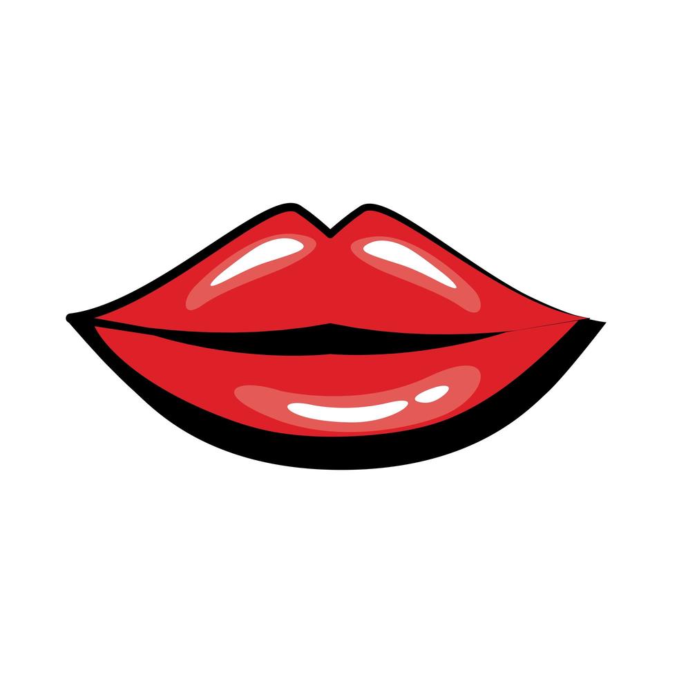 pop art bocca chiusa icona di stile di riempimento vettore