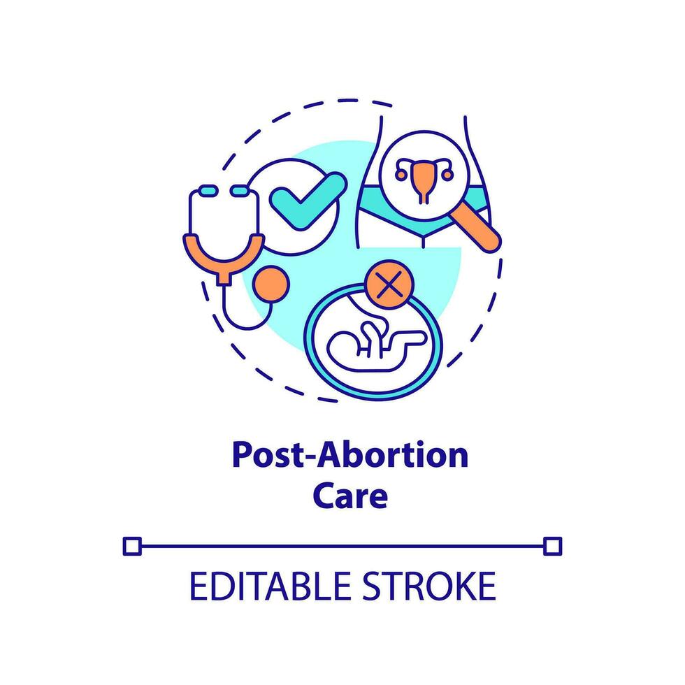 inviare aborto cura concetto icona. emergenza medico servizio. vita Salvataggio. aborto clinica. riproduttore Salute astratto idea magro linea illustrazione. isolato schema disegno. modificabile ictus vettore