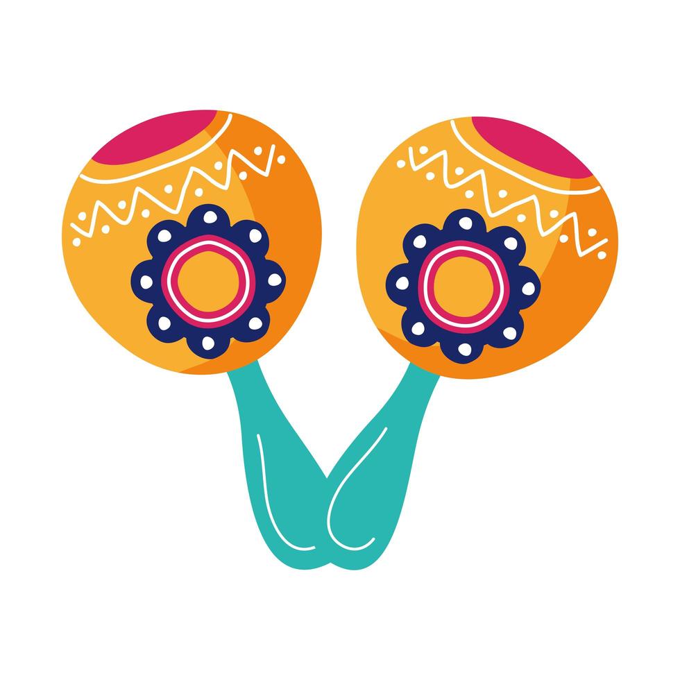 icona di stile piatto della cultura messicana maracas vettore