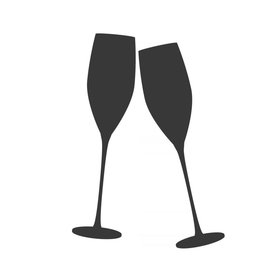 icona di bicchieri di champagne frizzante su priorità bassa bianca vettore