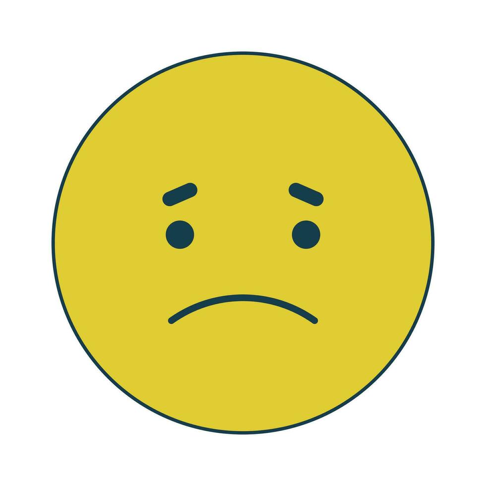 triste giallo emoticon piatto linea colore isolato vettore icona. emoji esprimendo delusione. modificabile clip arte elemento su bianca sfondo. semplice schema cartone animato individuare illustrazione per ragnatela design