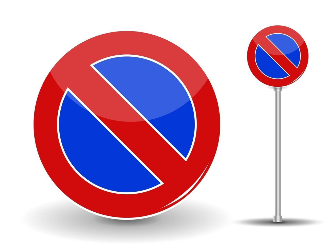 divieto di parcheggio cartello stradale rosso e blu vettore