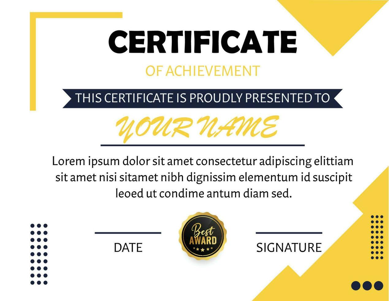 moderno certificato modello certificato di apprezzamento modello, oro e blu colore. pulito moderno certificato con oro distintivo. certificato confine modello con lusso e moderno linea modello diploma vettore