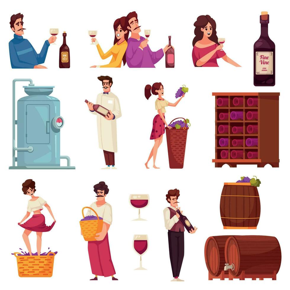 set di icone del vino vettore