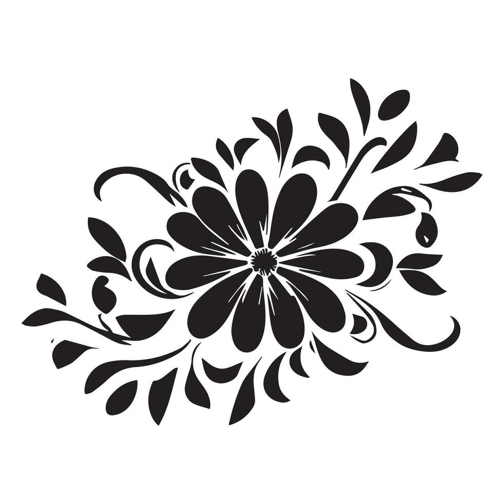 floreale fiore design vettore illustrazione nero colore