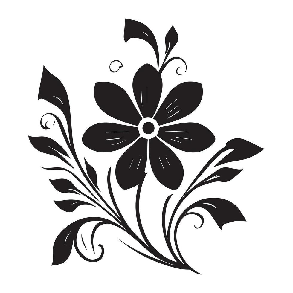 floreale fiore design vettore illustrazione nero colore