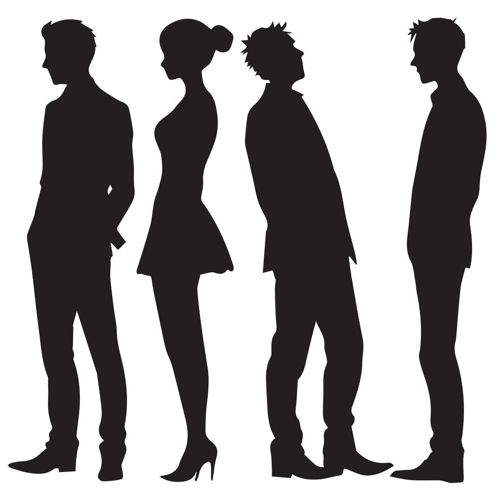 uomo vario posa vettore silhouette gruppo