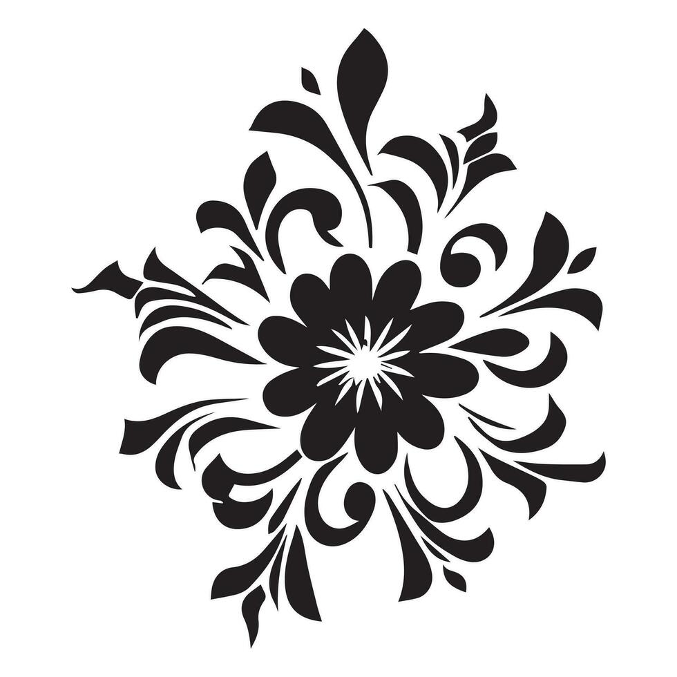 floreale fiore vettore design nero colore illustrazione
