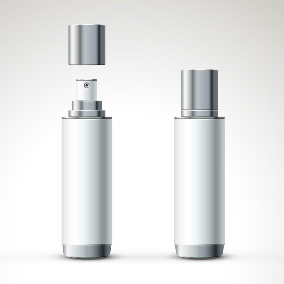 bianca spray bottiglia pacchetto design impostato nel 3d illustrazione vettore