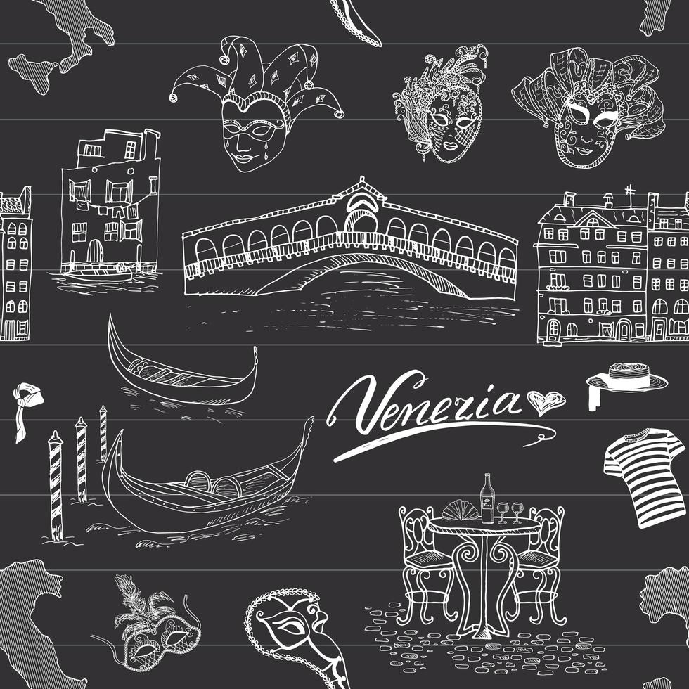 Venezia Italia seamless pattern disegnati a mano schizzo doodle disegno illustrazione vettoriale