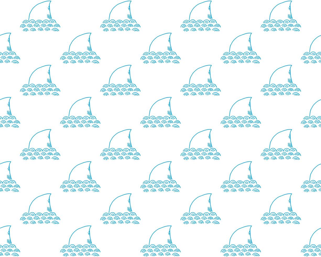 squalo seamless pattern disegnati a mano abbozzato doodle shark illustrazione vettoriale