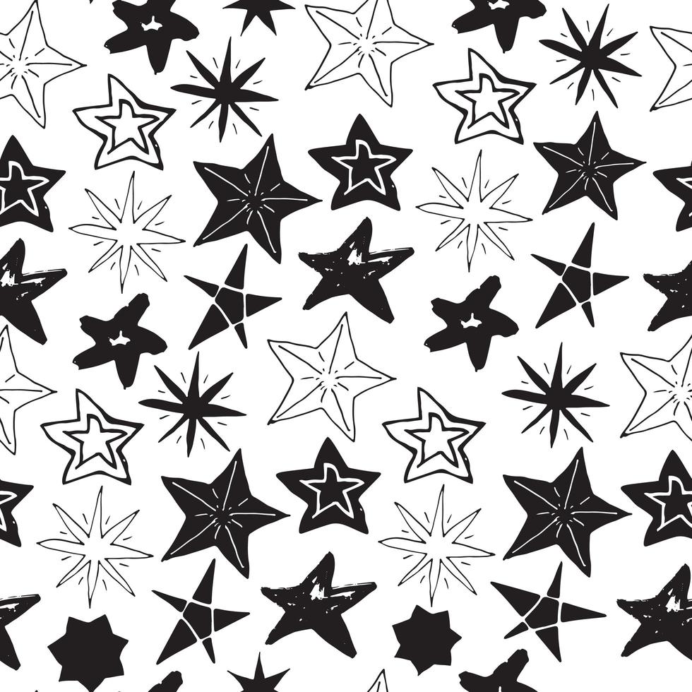 Star sketch doodles seamless pattern disegnati a mano illustrazione vettoriale