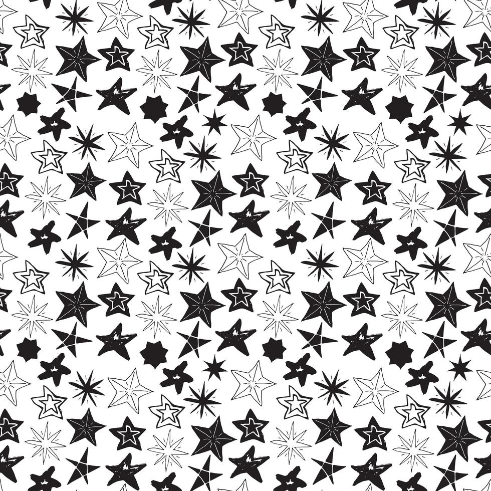 Star sketch doodles seamless pattern disegnati a mano illustrazione vettoriale