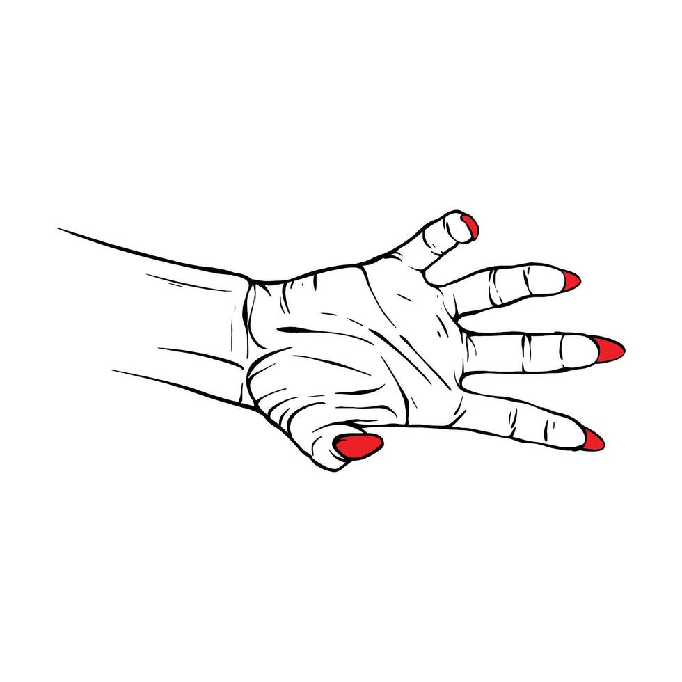 lungo rosso Chiodi mano disegnato gesto schizzo vettore illustrazione linea arte