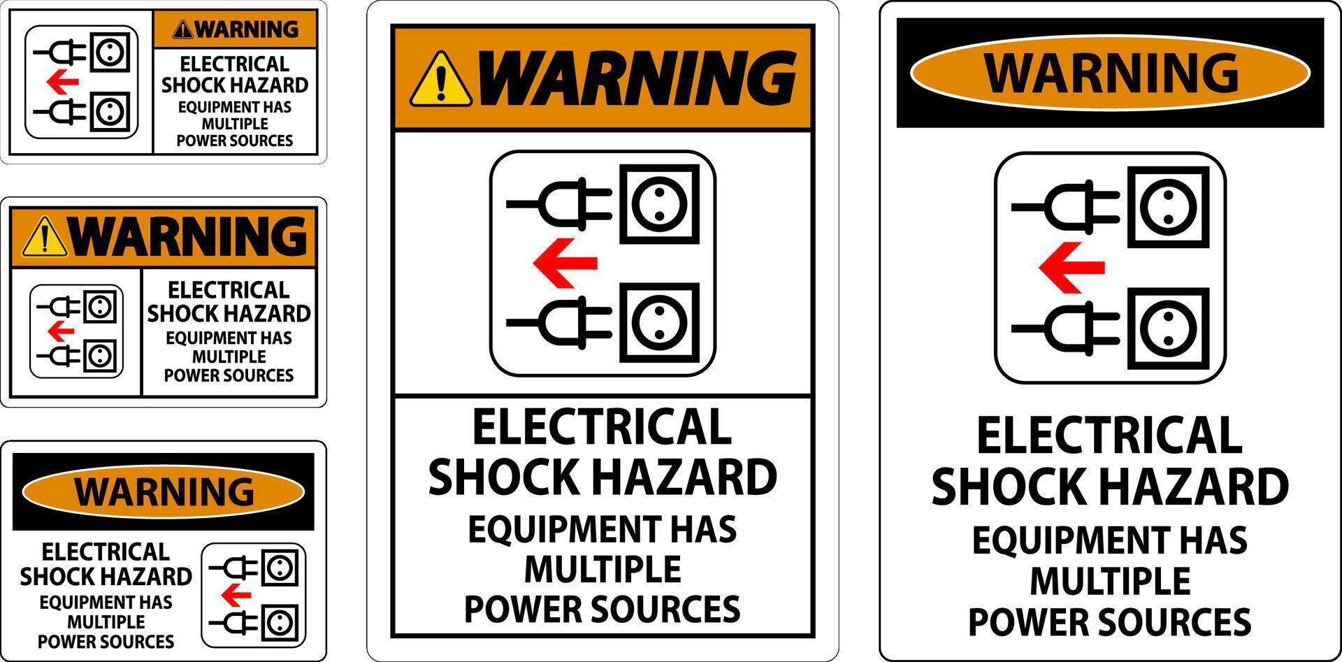 avvertimento cartello elettrico shock rischio, attrezzatura ha multiplo energia fonti vettore