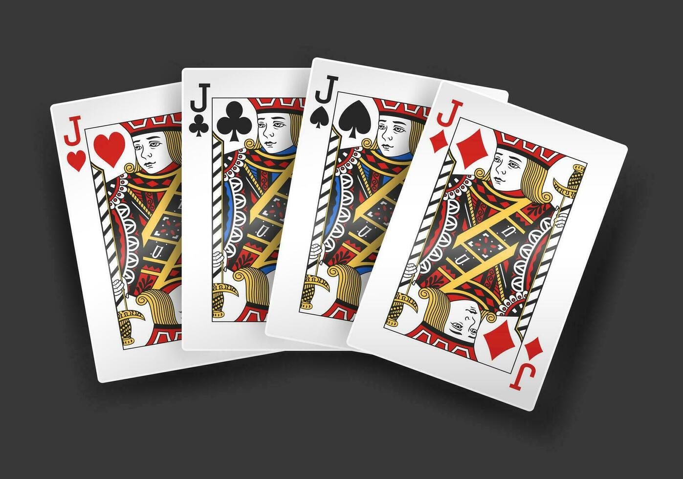 4 di un' genere jack poker giocando carta, vettore illustrazione