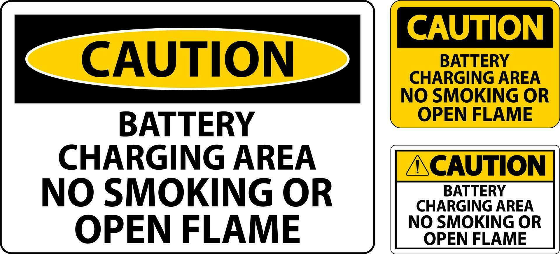 attenzione cartello batteria ricarica la zona, no fumo o Aperto fiamma vettore