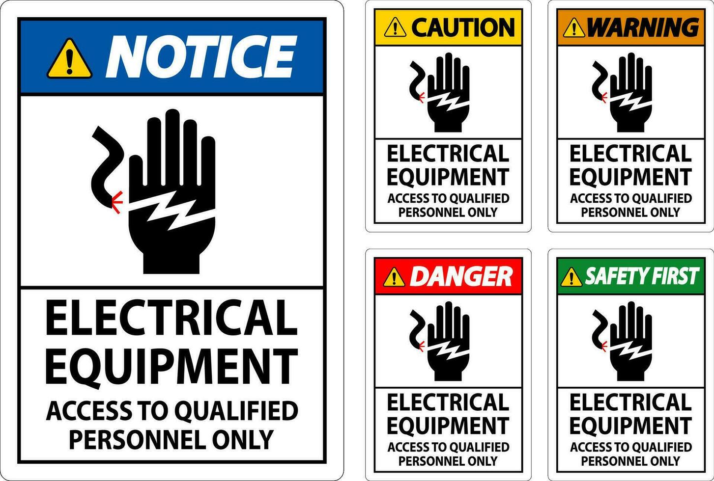 Pericolo cartello elettrico attrezzatura, accesso per qualificato personale solo vettore