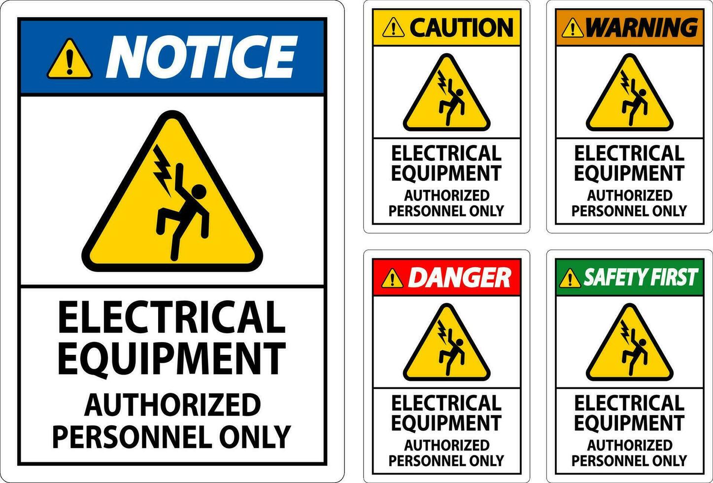 Pericolo etichetta elettrico attrezzatura, autorizzato personale solo vettore
