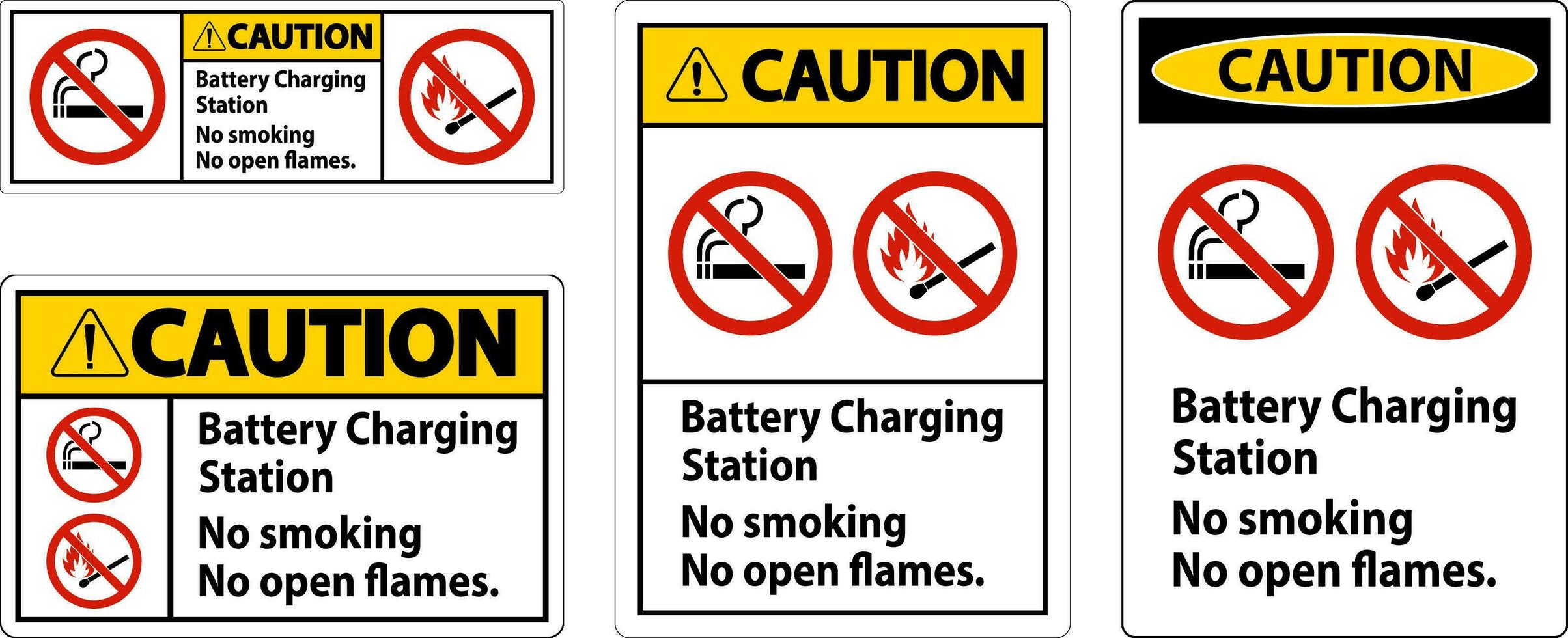 attenzione cartello batteria ricarica stazione, no fumare, no Aperto fiamme vettore