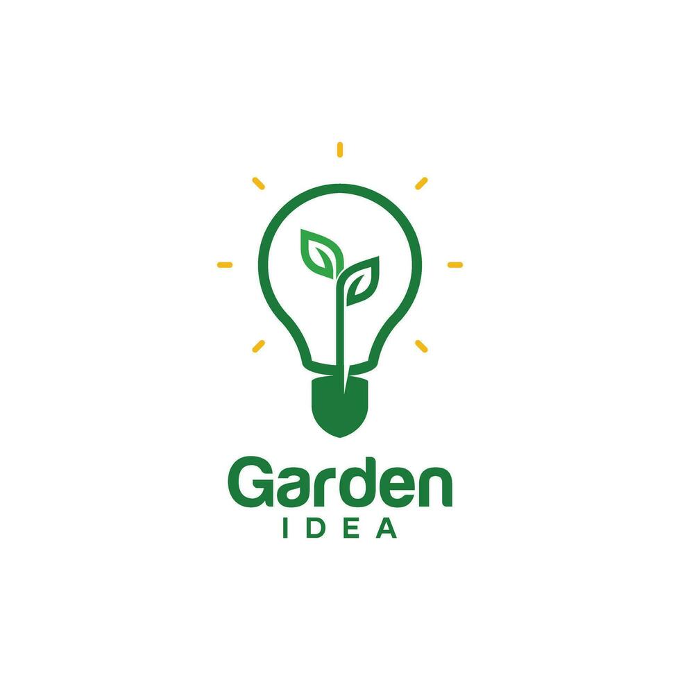 giardino idea, inteligente idea giardino, verde idea, logo design vettore illustrazione