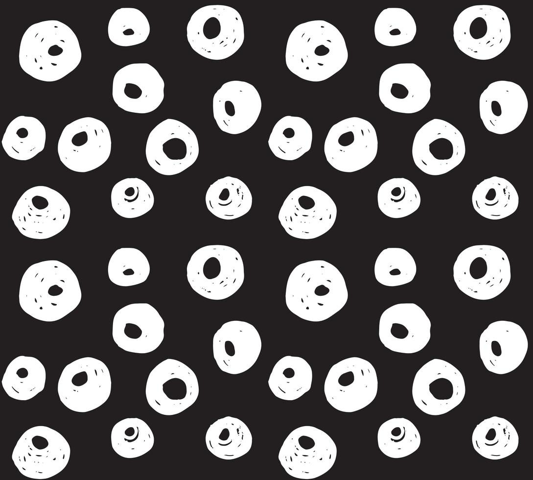 disegnati a mano pennello nero cerchi e puntini seamless pattern, illustrazione vettoriale