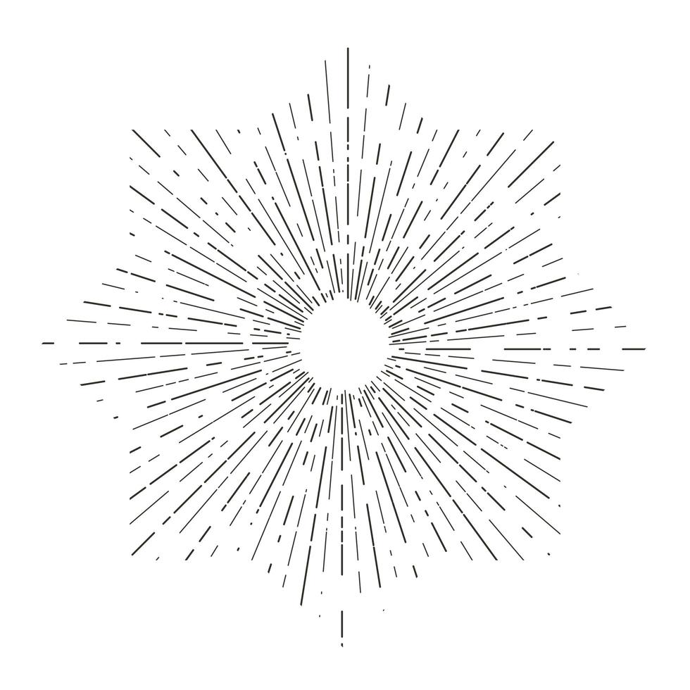 scoppi di sole retrò, raggi di sole radiante vintage forma per logo, etichette o emblemi e illustrazione vettoriale modello di decorazione tipografia isolato su sfondo bianco.