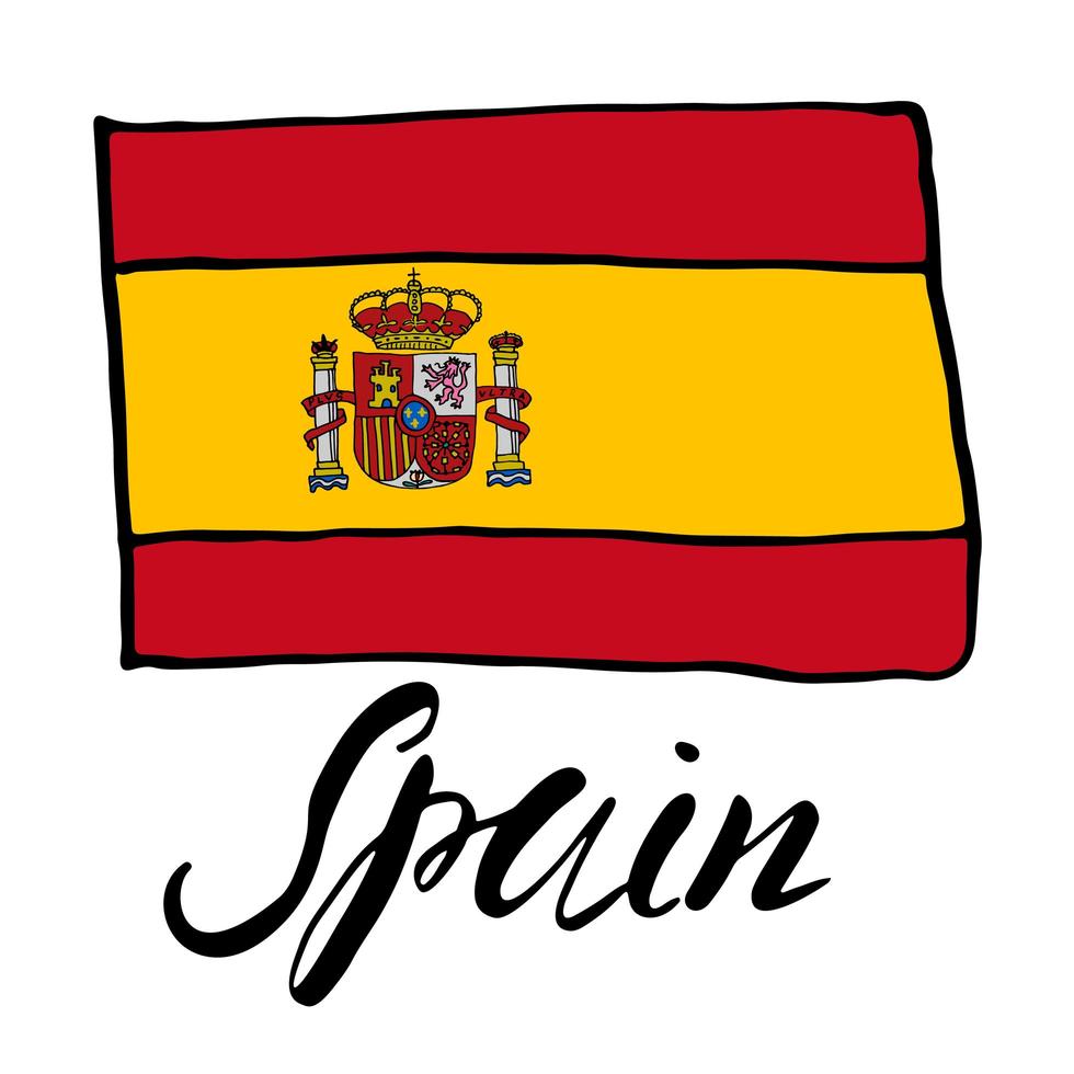 bandiera di schizzo disegnato a mano della Spagna, illustrazione vettoriale