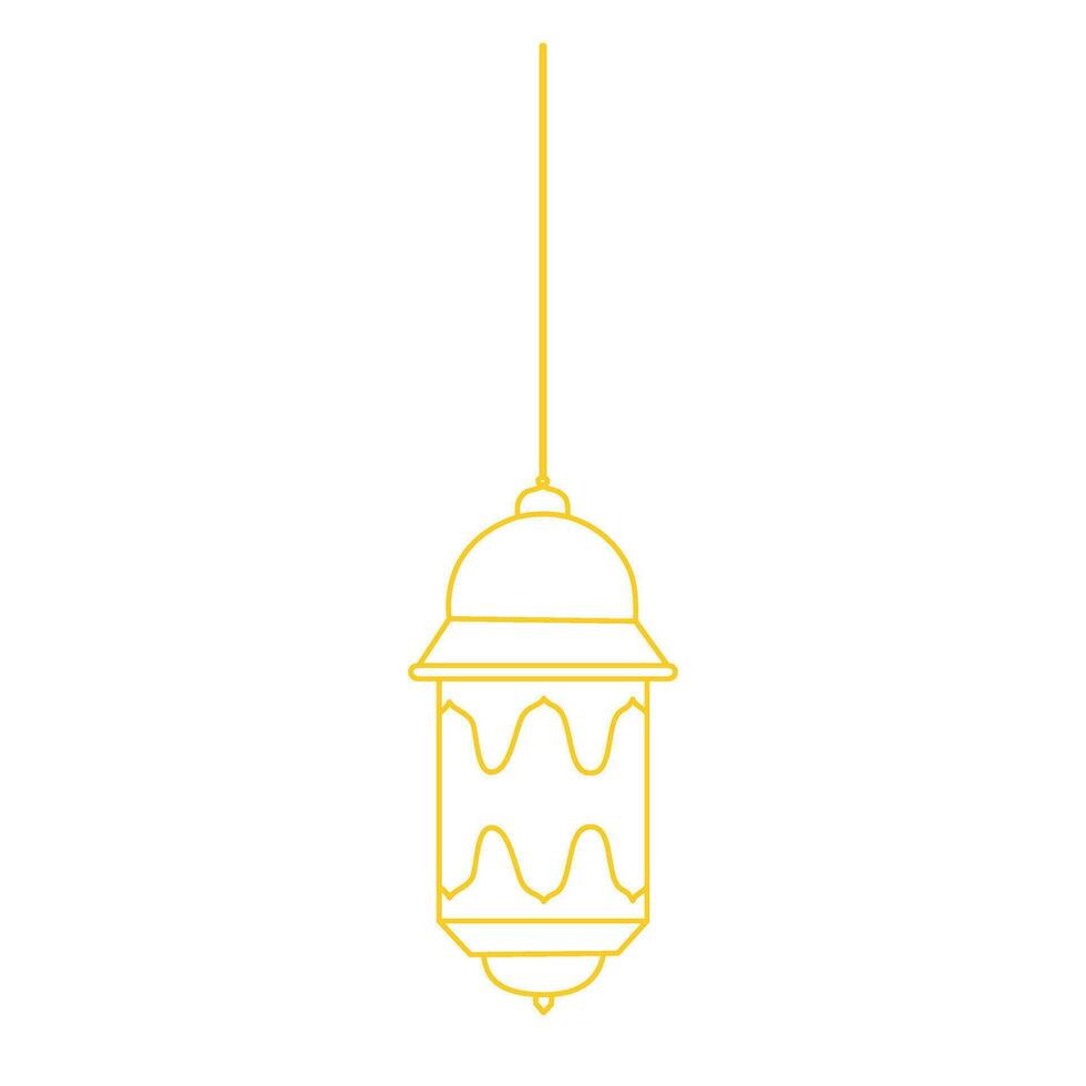 Ramadan lanterna linea arte oro vettore