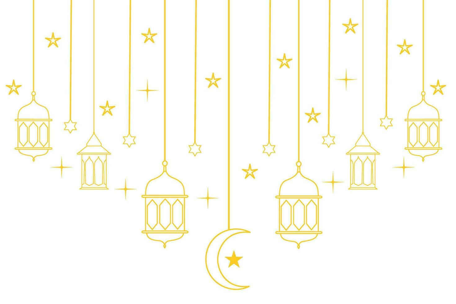 Ramadan lanterna linea arte oro vettore