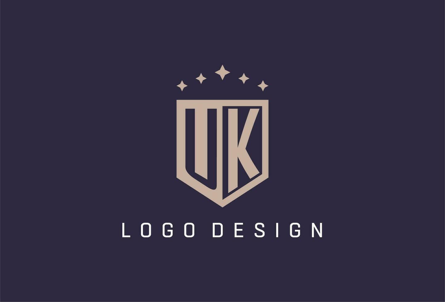 UK iniziale scudo logo icona geometrico stile design vettore
