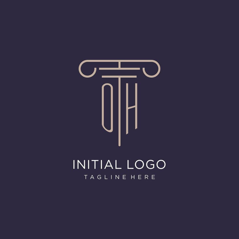 Oh iniziale con pilastro logo disegno, lusso legge ufficio logo stile vettore