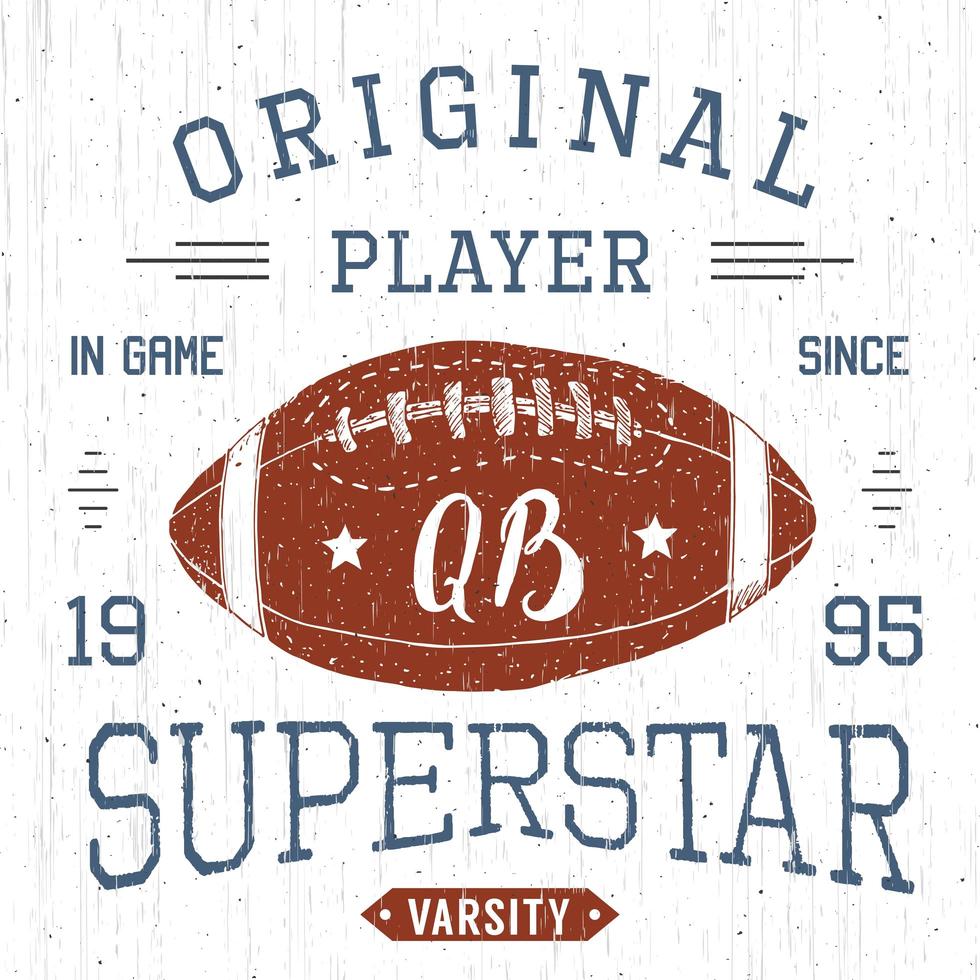 t-shirt design, grafica tipografica superstar del quarterback di calcio, illustrazione vettoriale