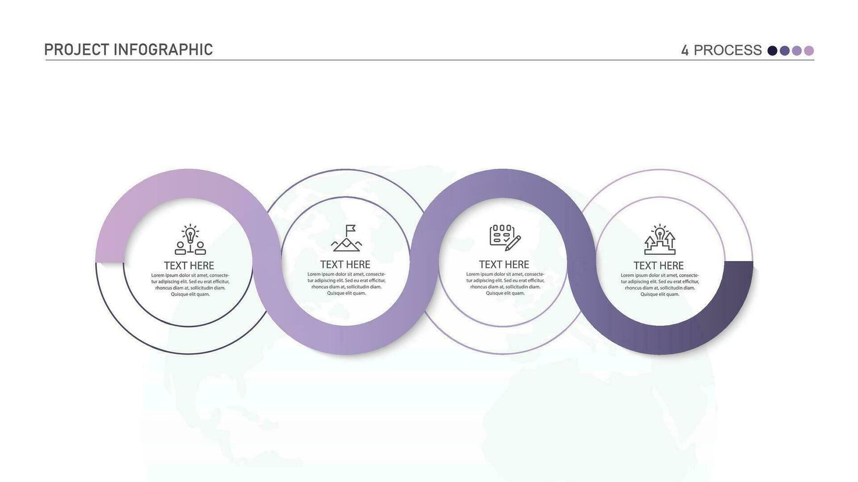 Infografica processi design con icone e 4 opzioni o passi. vettore