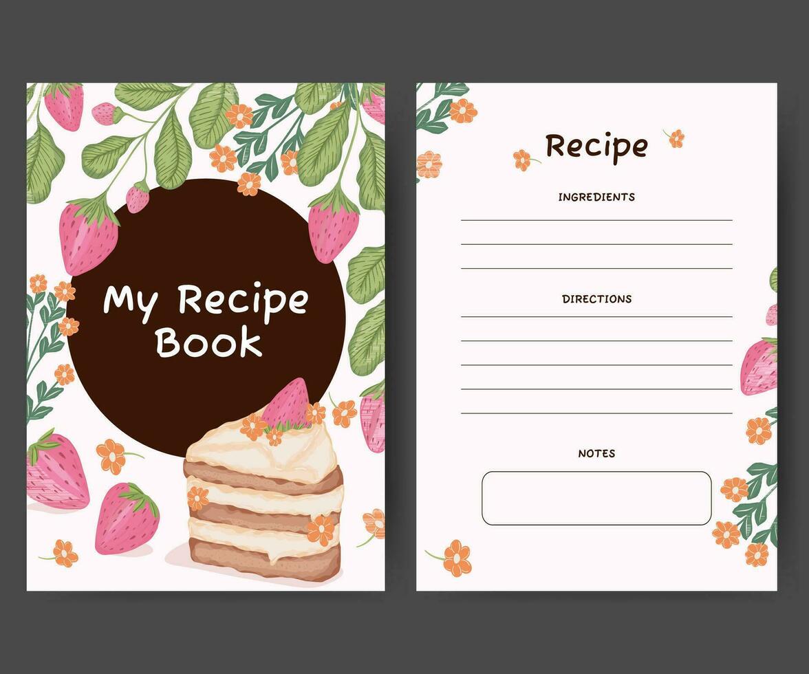 ricetta carta modello design con cibo vettore illustrazione