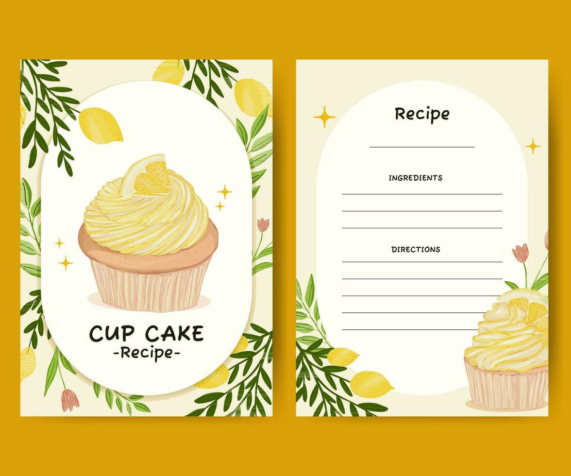 ricetta carta modello design con cibo vettore illustrazione