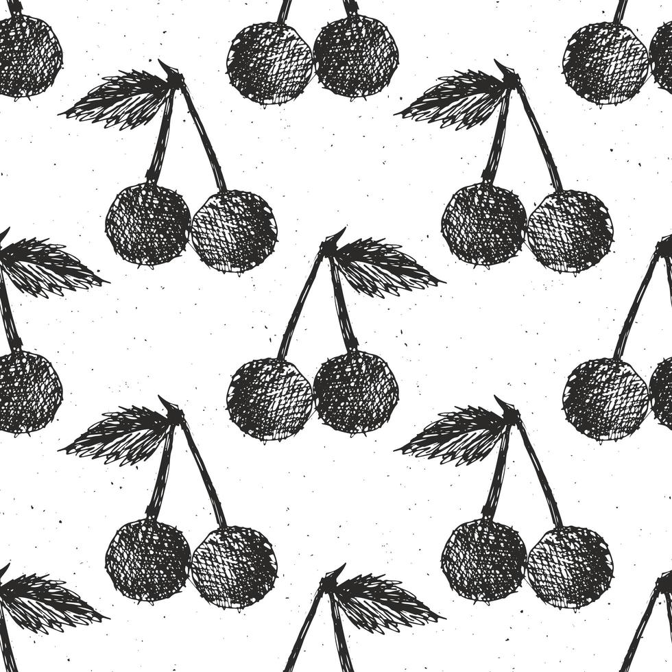 modello senza cuciture disegnato a mano delle ciliegie, illustrazione di vettore del fondo della frutta.