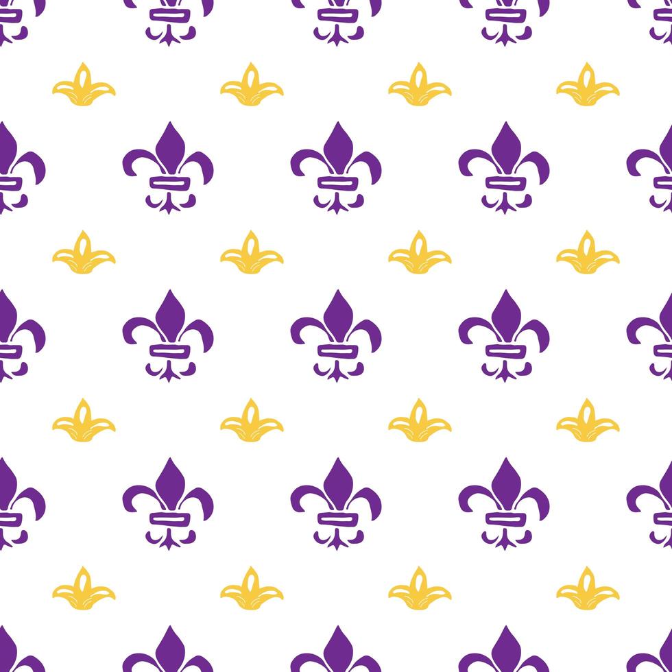 Mardi Gras seamless pattern illustrazione vettoriale. elementi di vacanza doodle abbozzato disegnato a mano e simboli reali, illustrazione vettoriale