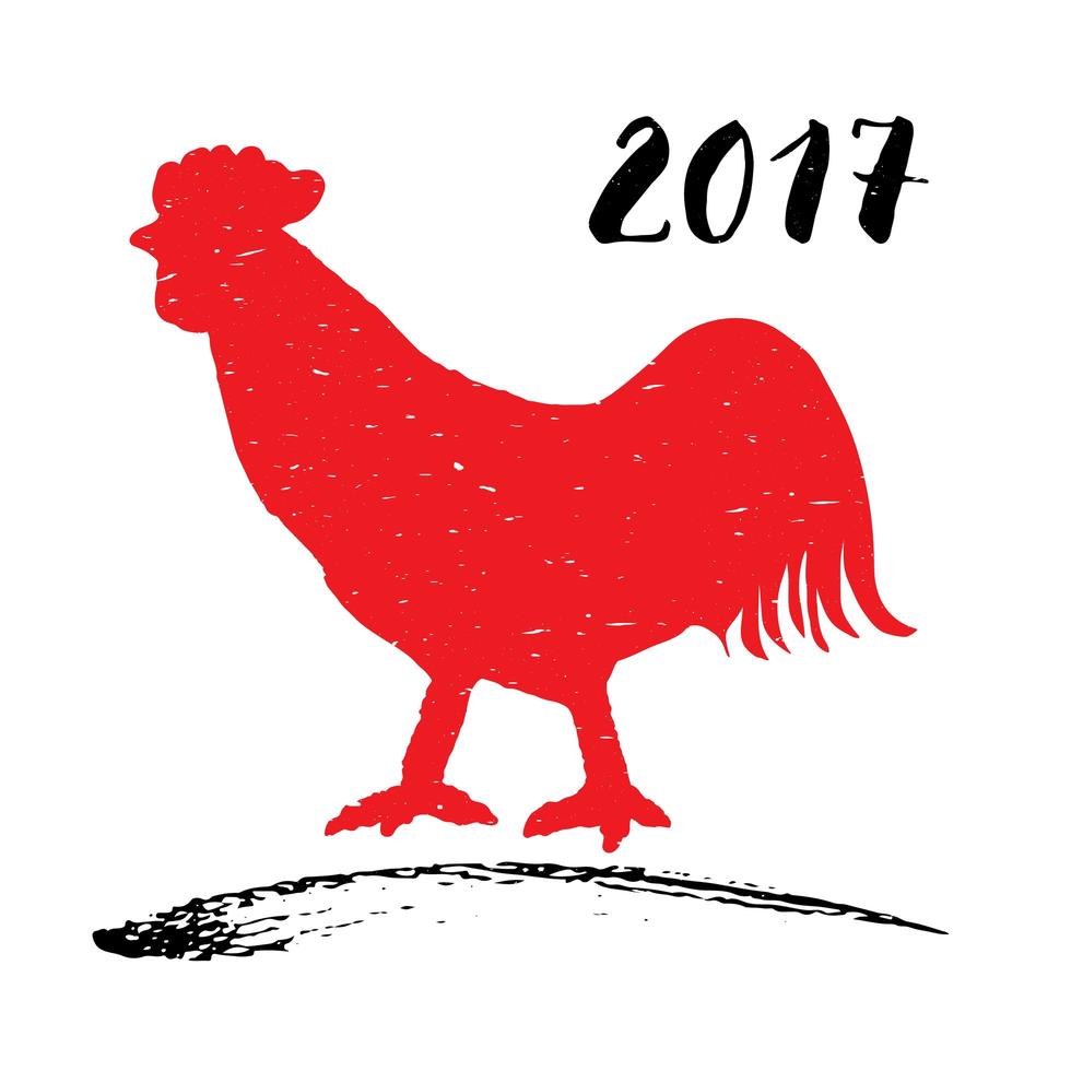 illustrazione vettoriale di una sagoma di gallo o gallo rosso, simbolo del capodanno cinese 2017.