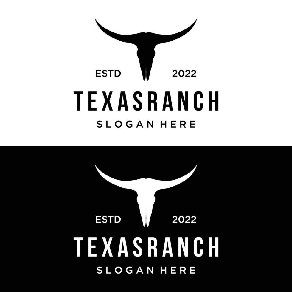 Longhorn Texas ranch selvaggio ovest animale logo design Vintage ▾ retro.logo per cowboy, bestiame, distintivo, ristorante. vettore